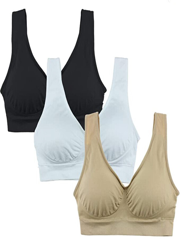 세이브돈(savdon),[60B~115D컵 ,~G컵/ 3장 묶음]Cabales Women's Plus Size Ultimate Comfy Medium Support Sport Bra 3 Pack