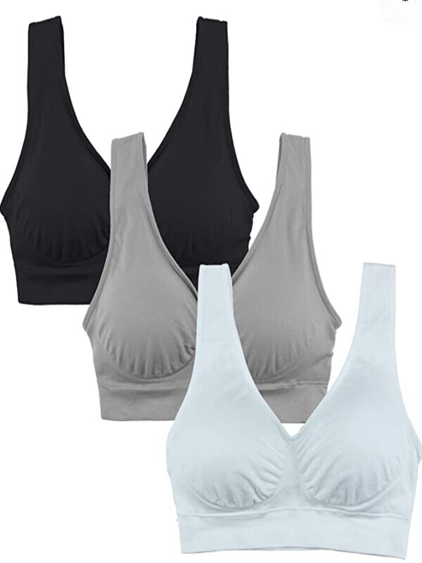세이브돈(savdon),[60B~115D컵 ,~G컵/ 3장 묶음]Cabales Women's Plus Size Ultimate Comfy Medium Support Sport Bra 3 Pack