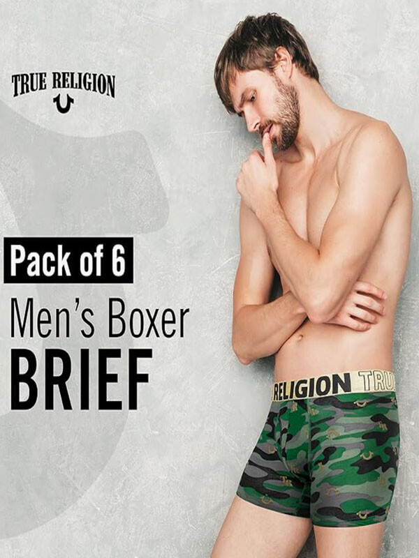 세이브돈(savdon),[허리 28"~46"/6장묶음]True Religion Mens Boxer Briefs Cotton Stretch Underwear for Men Pack of 6