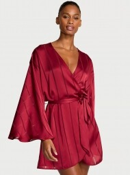 Victorias Secret Satin Sheer Stripe Short Robe