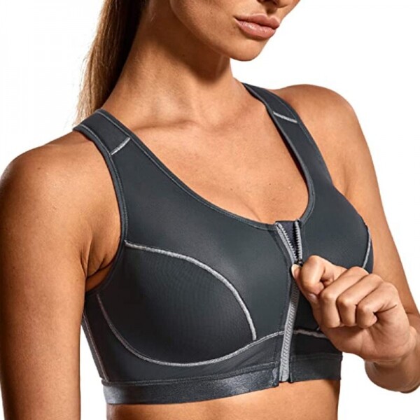 Syrokan High Impact Front Closure Racerback Full Support Wirefree Sports Bra
