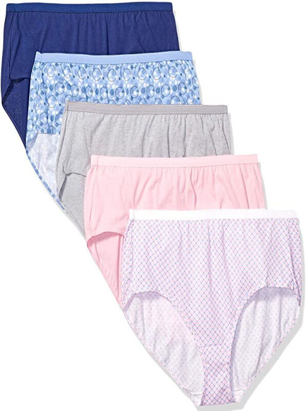 Just My Size Womens 5 Pack Cotton Brief Panty Assortments May Vary 