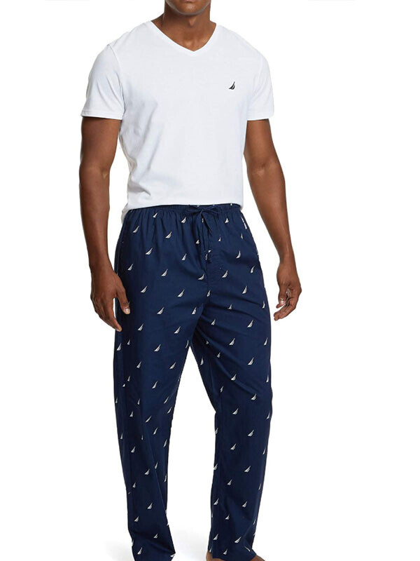 세이브돈(savdon),[허리30"~45"]Nautica Men's Soft Woven 100% Cotton Elastic Waistband Sleep Pajama Pant