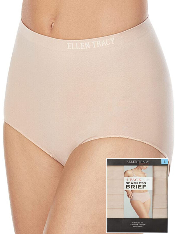 [95-120/4장 묶음]Ellen Tracy Essentials Womens Seamless Briefs 4-Pack Panties