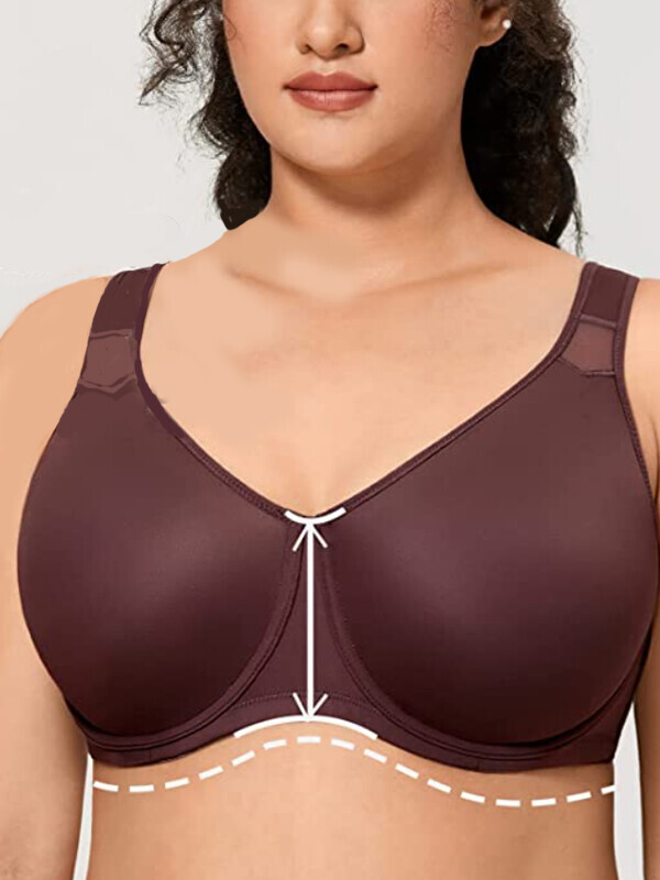 DELIMIRA Women's Plus Size Minimizer Bra Full Coverage Underwire Support T Shirt