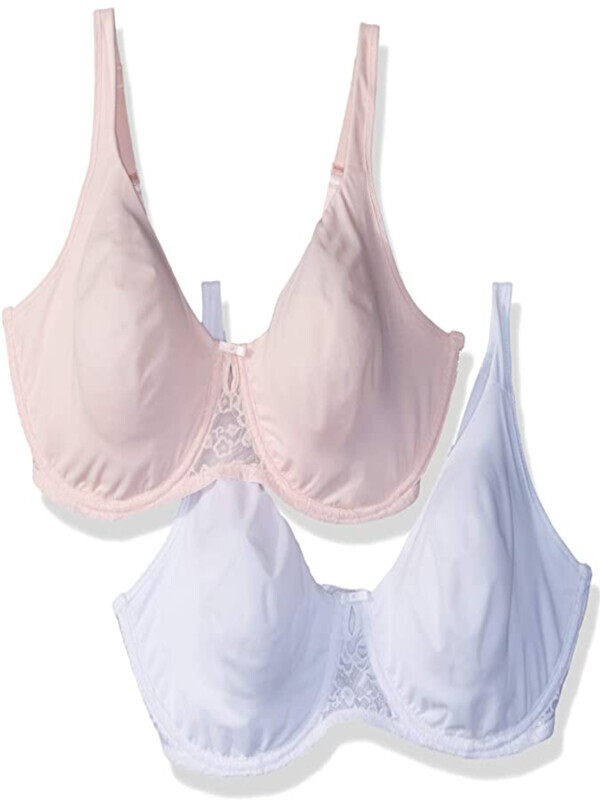 ST0513[ 90F컵/ 2장묶음]Ellen Tracy Women's 2 Pack Soft Lined Bra with Floral Lace