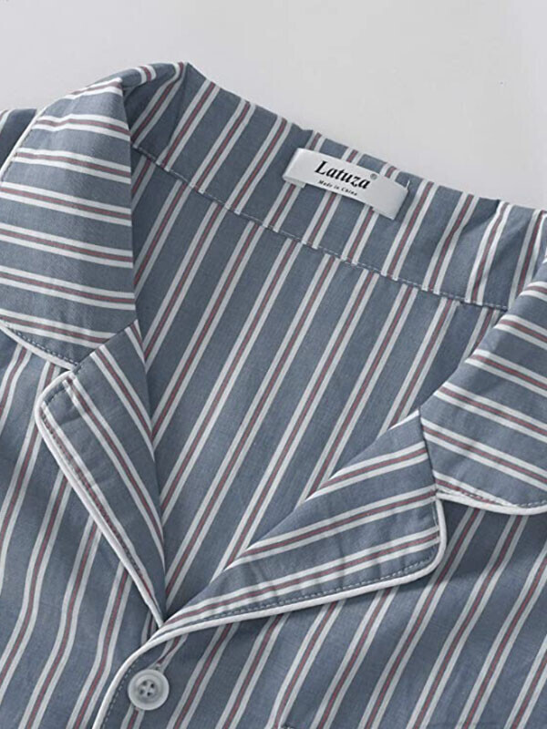 세이브돈(savdon),[세트]Latuza Men's Lightweight Cotton Pajamas Long Sleeves Shirt Pants Set
