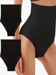 [80-120/2장 묶음]FINETOO 2 Pack Womens Shapewear Tummy Control Underwear High Waisted Slimming Shaper Stomach Control Panties Briefs