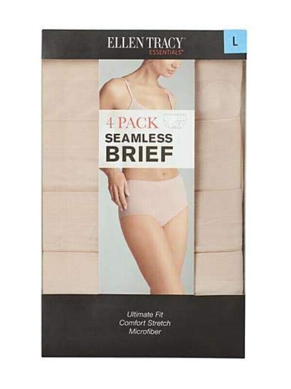 세이브돈(savdon),[95-145 /4장 묶음]Ellen Tracy Essentials Womens Seamless Briefs 4-Pack Panties