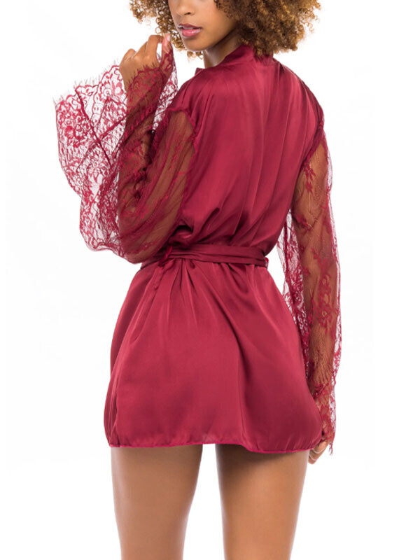 세이브돈(savdon),[세트]OLL/Elishia Lace Thong Teddy & Satin Robe Set