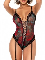 MP/Floral Mesh Lace-Up Teddy