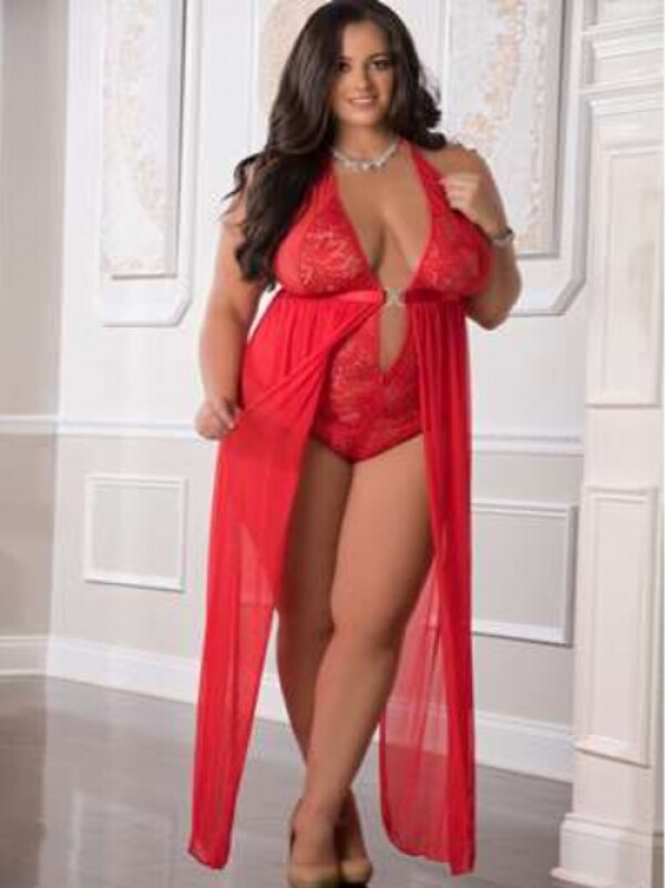 세이브돈(savdon),GW/Plus Red Zipper Crotch Teddy Gown