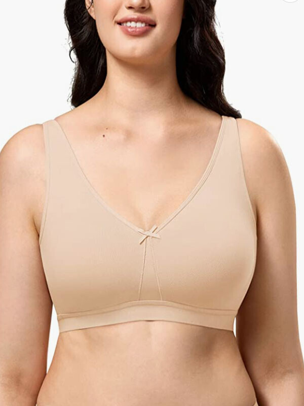 AISILIN Women's Plus Size Wirefree Sleep Bra Unlined Cotton Comfort Support