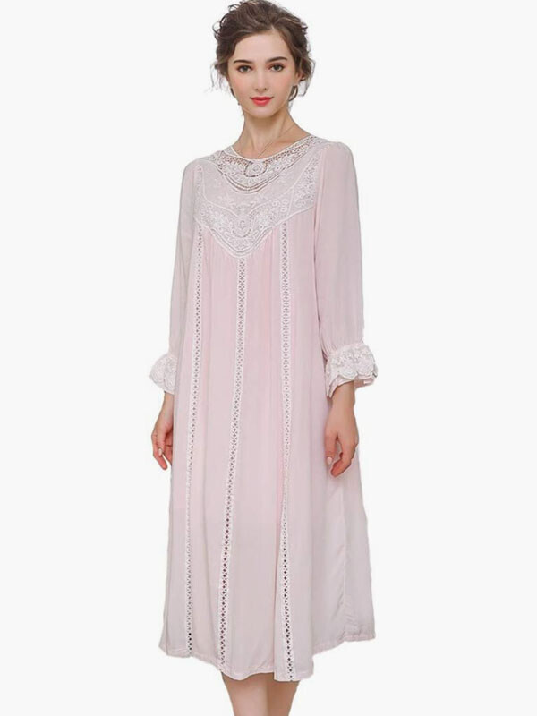 세이브돈(savdon),MMissy(L&H) Soft Nightgown Women Sleepwear Crochet Trim Long Sleep Dress
