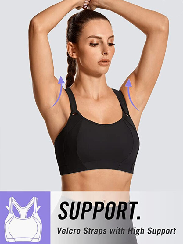 세이브돈(savdon),SYROKAN Women's Sports Bra Front Adjustable High Impact Support Padded Wireless Racerback Plus Size Running Bra