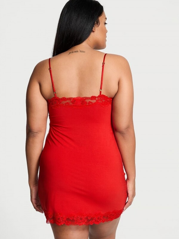 세이브돈(savdon),Victorias Secret Modal Soft & Lace Trim Straight-Neck Slip Dress