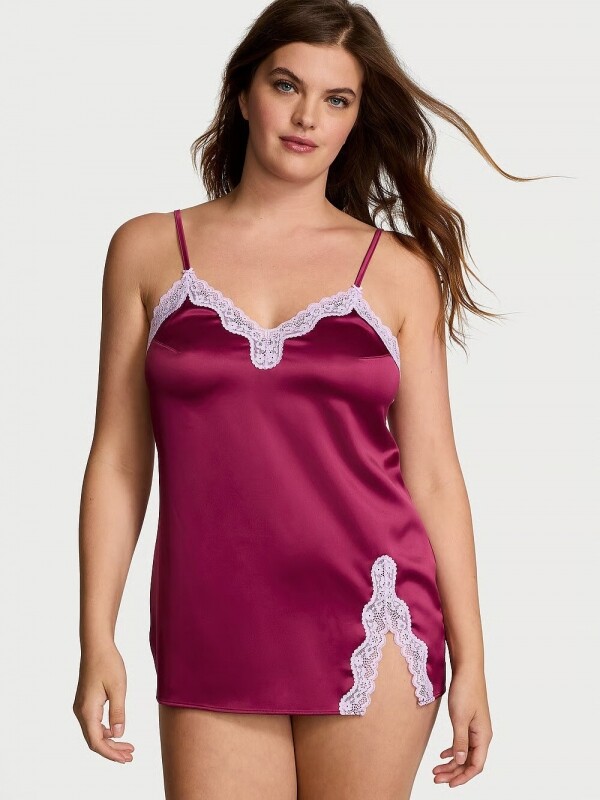 Victorias Secret Tease Satin Lace-Trim Mini Slip