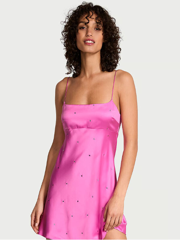 Victoria's Secret Glazed Satin Dew Drop Heart Slip Dress