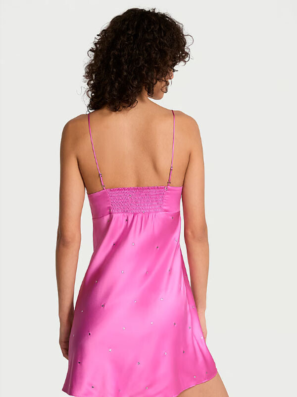 Victoria's Secret Glazed Satin Dew Drop Heart Slip Dress