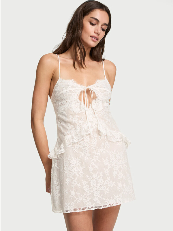 Victoria's Secret Dare to Dream Lace Flounce Mini Slip - (savdon)
