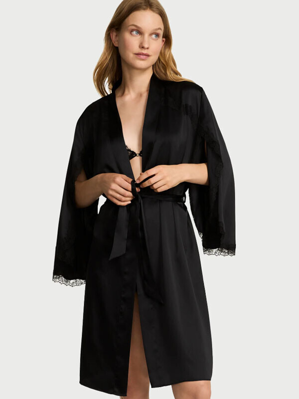 세이브돈(savdon),Victorias Secret Satin Rose Lace-Trim Midi Robe