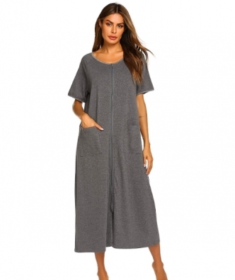 세이브돈(savdon),Ekouaer Women Zipper Robe Loungewear Full Length Sleepwear Pockets Housecoa