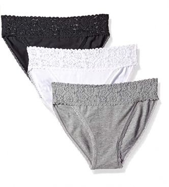 세이브돈(savdon),[85-95/3장묶음]Mae Women's High Waist Cotton Modal Bikini Underwear with Lace, 3 Pack