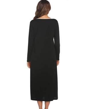 세이브돈(savdon),Ekouaer Long Sleeve Nightgown Women's Round Neck Sleepwear Long Button Up Nightshirt Full Length Sleep Dress